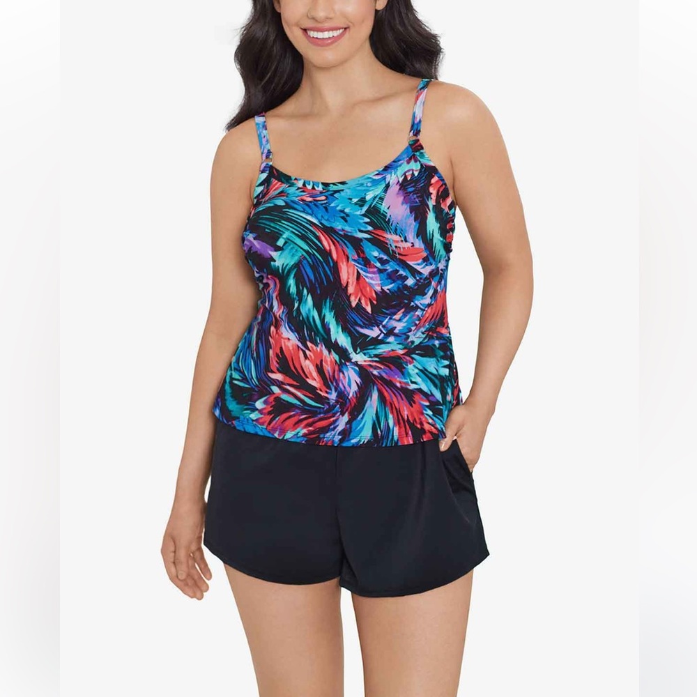 Trimshaper Farrah Romper - Foliage Swirl. Size 10. MSRP $109